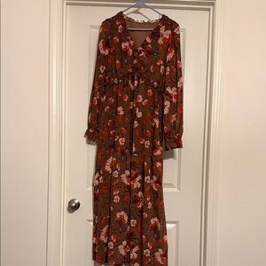 Floral Brown Maxi Dress